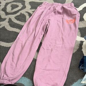 Nike Kids Pink Sweatpants with Orange Logo